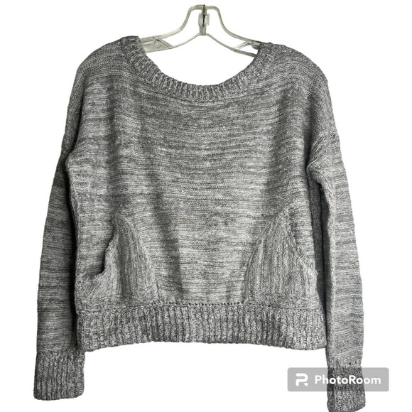 Free People Womens Cropped Sweater Cotton Blend Gray Size Small Pockets - Picture 1 of 8